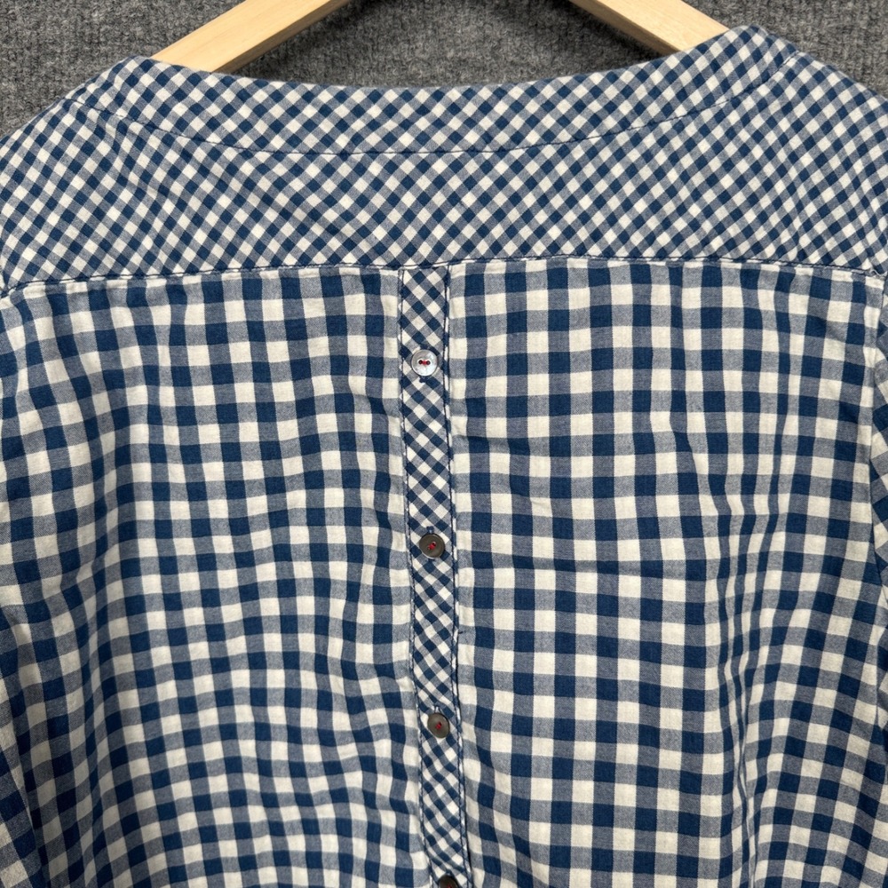 J.Jill Size‎ Large Top Blue Cotton Gingham Checkered Long Sleeves Picnic Casual - Picture 4 of 9